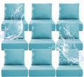 6" Thicker Outdoor Chair Cushion 9 Sets - 24" *24" *6" Waterproof Patio Furniture Cushions with Removable Cover, 28D High Density Sponge Filling Thicken Outdoor Patio Cushions - Turquoise