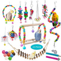 23pcs Bird Parakeet Cockatiel Toys,Parrot Swing Chewing Hanging Toy with Safe Bells,Bird cage Colorful Climbing Standing Rope Natural Wood Ladder Bungee Toys