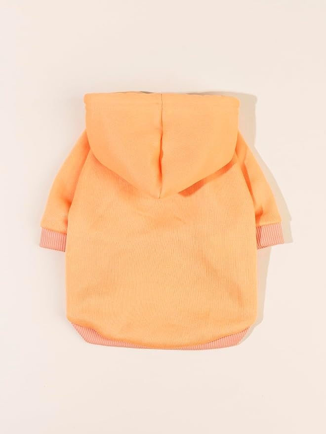 QWINEE Basic Dog Hoodie Sweatshirt Puppy Sweater Warm Cat Costumes Pet Clothes for Chihuahua Puppy Kitten Small Medium Dogs Orange XX-Small