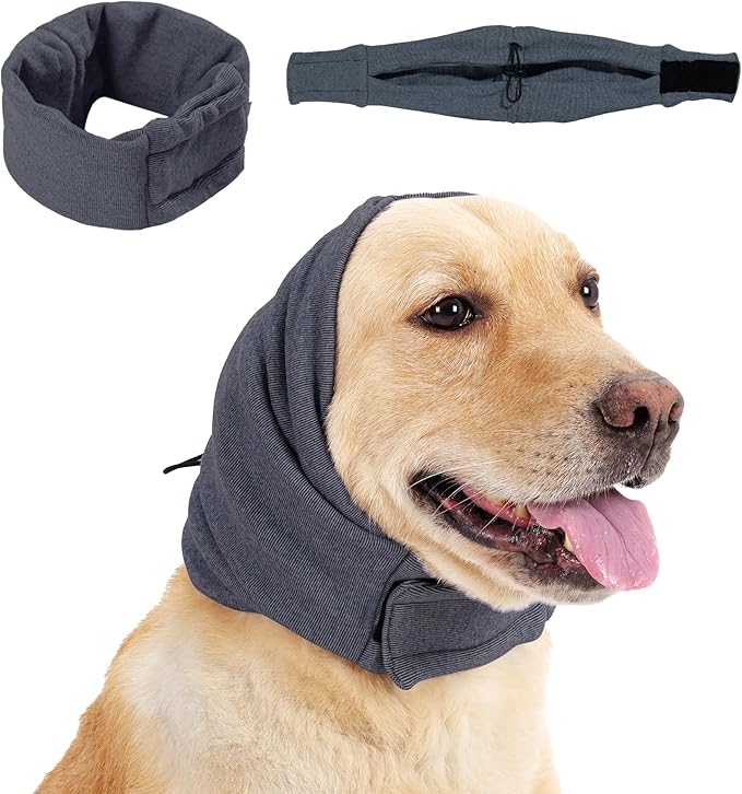Dog Calming Hoodie, No Shake Ear Wraps for Dogs, Adjustable Dog Ear Muffs for Noise Protection, Ear Wrap Head Cover for Head Warp Anxiety Relief, Hematoma, Grooming and Force Drying