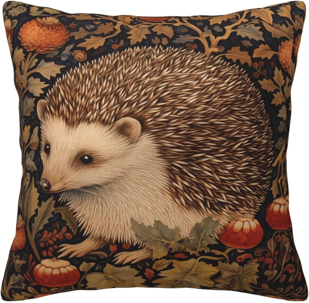 William Morris Abstract Vintage Floral Hedgehog Design 18x18 inches Throw Pillow Covers Square Pillowcases Decor for Bed Couch Sofa Living Room Cushion Covers