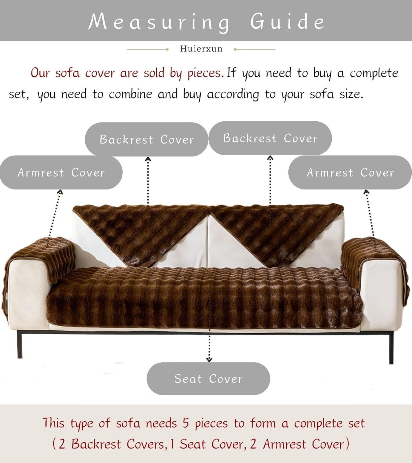 Faux Fur Couch Cover Fuzzy Soft Plush Thick Bubble Sofa Cover Luxury Sectional Couch Covers Luxury Anti-Slip Sofa Slipcover Washable Furniture Protector (Coffee,28"x59")