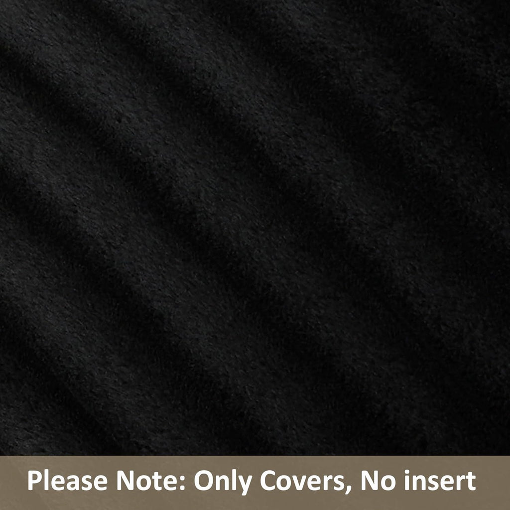 Kevin Textile Soft Plush 12x20 Inch Lumbar Pillow Cover 1 Pack, Luxury Fluffy Faux Fur Striped Flannel Rectangle Cushion Case for Couch Sofa Chair Bed Home Decor, Black