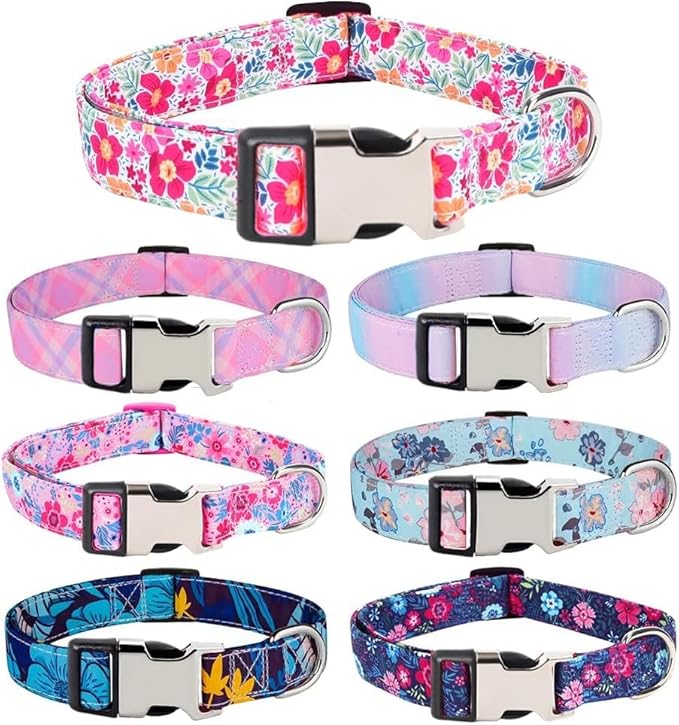 Personalized Dog Collars - Floral Custom Dog Collar with Engraved ID Name and Phone Number - Customized Dog Collars for Puppy Small Medium Large X-Large Boy Girl Dogs (Pack of 1)