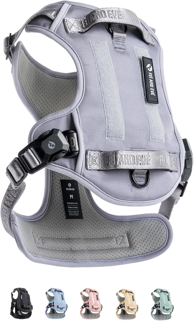 2025 New Edition, Fei & Eve MagEase Dog Harness - 3-Second Magnetic Buckles | 3-Point No-Pull Control | Heavy-Duty 900D Nylon | Dual Safety Handles | Breathable Mesh | Adjustable Fit | Large, Gray