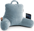Nestl Reading Pillow for Kids & Teens with Shredded Memory Foam, Luxe Cut Plush Backrest Pillows for Reading and Gaming, For use on Couch, Bed, Floor, Adjustable Support with Washable Cover Stone Blue