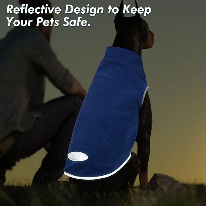 cyeollo 2 Pack Fleece Dog Sweater Pullover Dog Sweatshirt Reflective Lightweight Sweaters Pet Clothes for Small Dogs Boy Girl Pet Apparel Blue, Mist Blue, M
