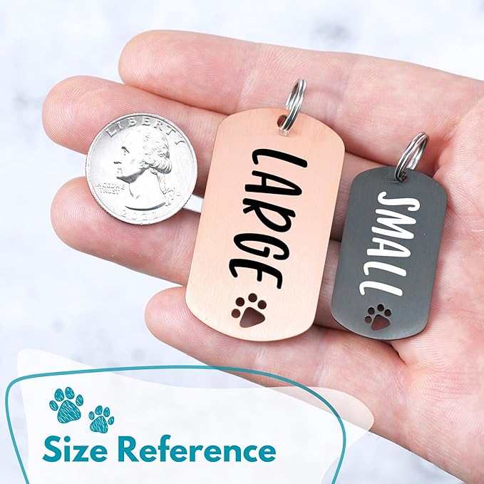 Ultra Joys Dog Tags Personalized for Pets - Hollow Paw Custom Pet ID Tag - Engraved Dog Tag for Small, Large Dogs - Large Military Dog Tag in Black