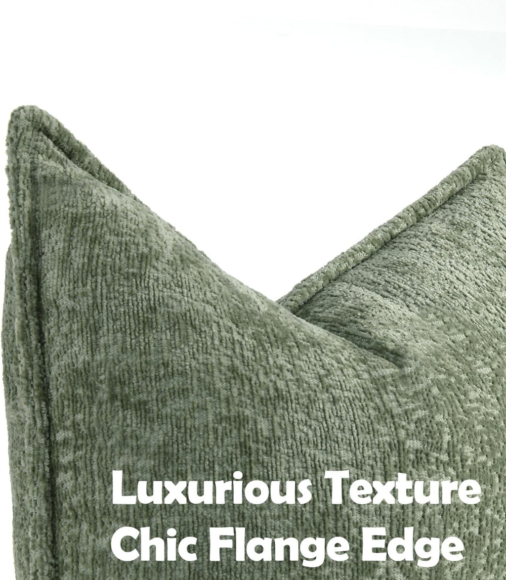 Pack of 2 Sage Green Christmas Euro Shams Pillow Covers 26x26 Cozy Soft Chenille Decorative Throw Pillow Covers Accent Vintage Square Couch Pillow Covers for Home Decor Bed Sofa Living Room