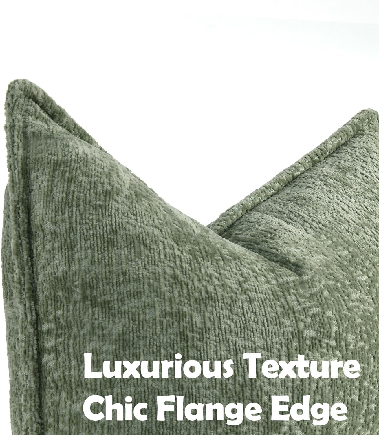 Pack of 2 Sage Green Christmas Decorative Throw Pillow Covers 18x18 Cozy Soft Chenille Accent Vintage Square Couch Pillow Covers for Home Decor Bed Sofa Living Room