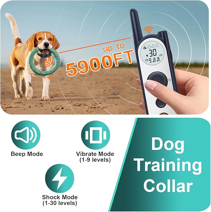 MIMOFPET Wireless Dog Fence for 2 Dogs - Covers up to 856-Acre Electric Fence,185 Days Standby Time Training Collar,Pet Containment System with 3 Training Mode,Flash Light and Waterproof