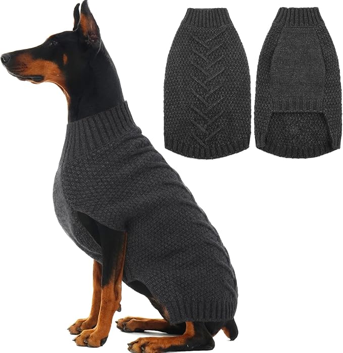 IECOii Dog Sweaters for Large Dogs,XXL Dog Sweater Warm Pullover Vest for Winter,Knitted Dog Sweater Large Size Dog Sweatshirt for Extra Large Dogs boy Girl,Golden Retriever,Pitbull,DarkGrey-2XL