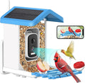 Bird Feeder with Camera Solar Powered: 2L Smart Bird Feeder, 2.5K Live Cam, AI Identification, Free 32GB Card, Waterproof Auto Video Capture for Outdoor Backyard – Gift for Festivals, Blue