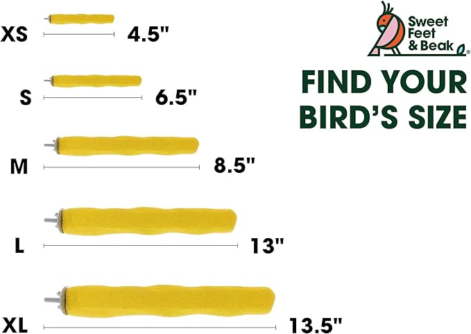Sweet Feet and Beak Comfort Grip Safety Perch for Bird Cages - Patented Pumice Perch for Birds to Keep Nails and Beaks in Top Condition - Safe Easy to Install Bird Cage Accessories - XL 13.5"