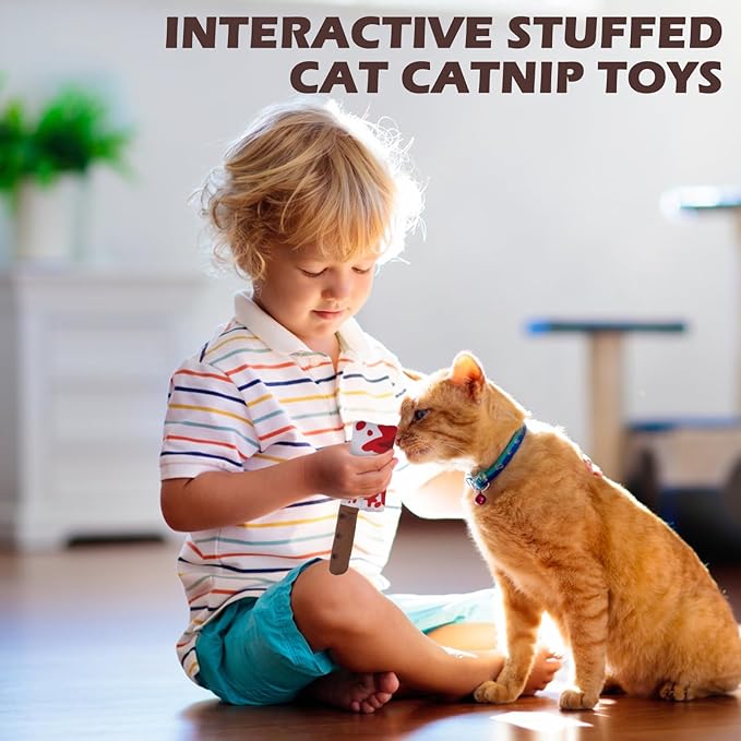 EXPAWLORER Cat Catnip Toys- 4 Psc Interactive Stuffed Knife Cat Nip Toy for Indoor Cats, Bite Resistant Chew Toys Teeth Cleaning Gift for Kitten