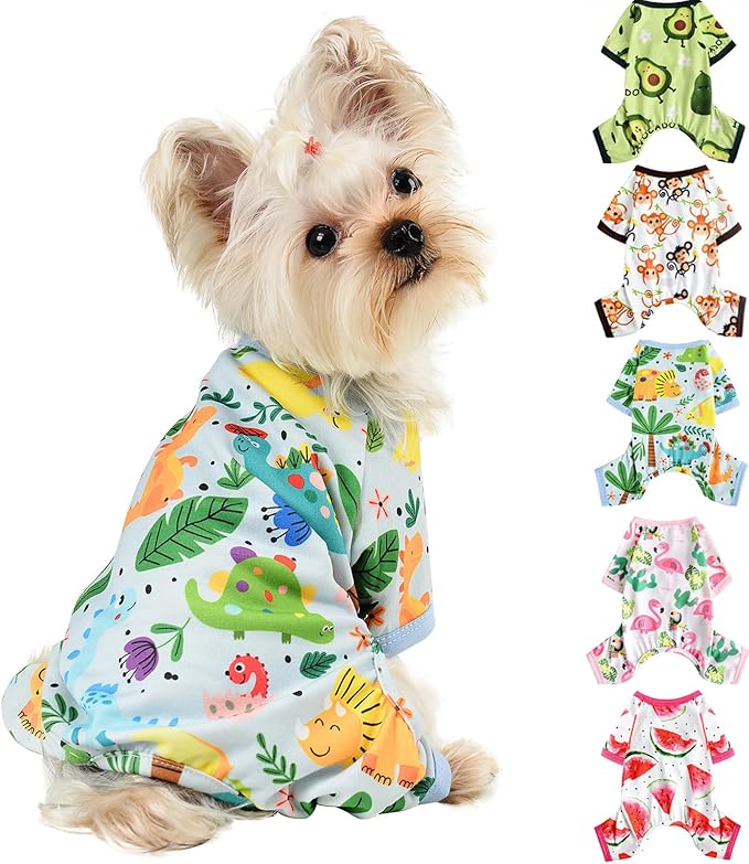 Dog Clothes for Small Dogs Boy Girl, Dog Pajamas Tiny Chihuahua Yorkie Spring Summer Shirt, Cute Puppy Outfit Pjs Jumpsuit Cat Onesie Apparel Pet Clothes
