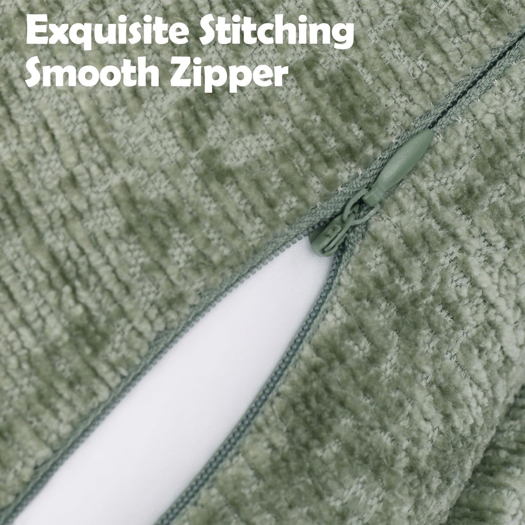 Pack of 2 Sage Green Christmas Decorative Throw Pillow Covers 16x16 Cozy Soft Chenille Accent Vintage Square Couch Pillow Covers for Home Decor Bed Sofa Living Room