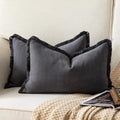 Set of 2 Decorative Fringe Throw Pillow Covers Chenille Pillow Covers Elegant Design Pillowcase Soft Tassels Cushion Cover for Couch Bed Home Decor,12×20 Inch,Rustic Gray