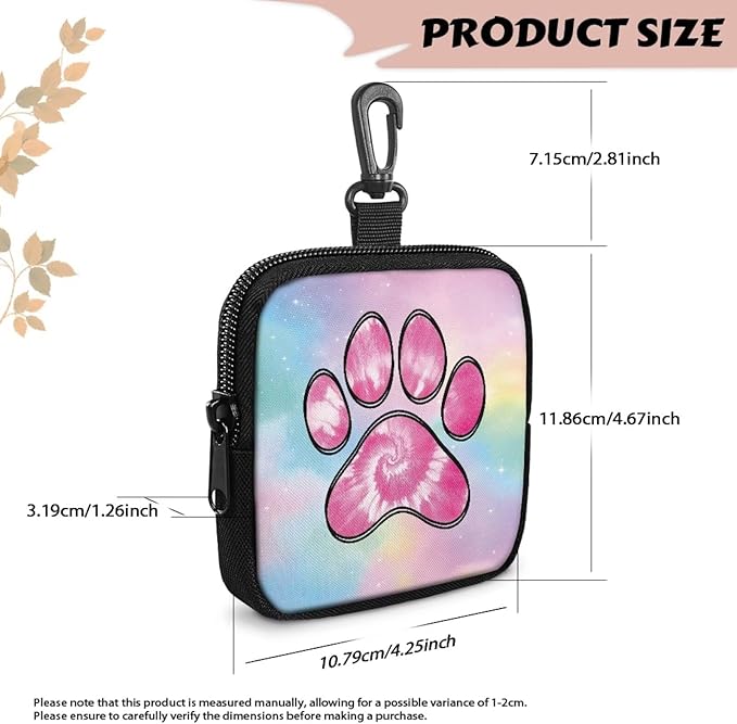 KEIAHUAN Pink Dog Paws Dog Treat Pouch Small Fanny Zipper Pack Holder for Puppy Hands-Free Snack Pouch for Dog Training, Walks & Outdoor Use
