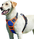 Eagloo Dog Harness for Large Dogs, No Pull Service Vest with Reflective Strips and Control Handle, Adjustable and Comfortable for Walking, No Choke Pet Harness with 2 Metal Rings, Blue & Orange, L