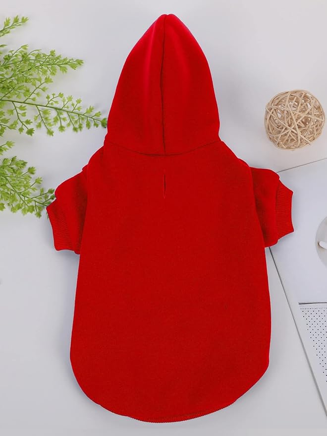 QWINEE Basic Dog Hoodie Sweatshirt Puppy Sweater Warm Cat Costumes Pet Clothes for Chihuahua Puppy Kitten Small Medium Dogs Red Medium