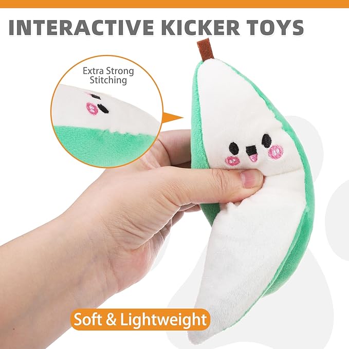 KOOLTAIL Cat Catnip Toys Banana, 3 Pack Expression Durable Soft Kicker Toy Filled with Natural Catnip Cotton, Self Play Interactive Bite Resistant Chew Teeth Cleaning Gift for Indoor Most Cats Kitten