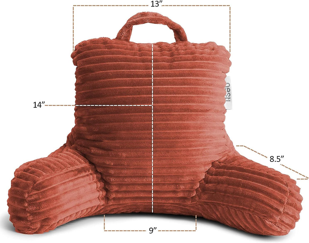 Nestl Reading Pillow for Kids & Teens with Shredded Memory Foam, Luxe Cut Plush Backrest Pillows for Reading and Gaming, For use on Couch, Bed, Floor, Adjustable Support with Washable Cover Misty Rose