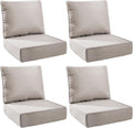 6" Thick Outdoor Cushions 24x24x6, 4-Set Deep Seat Patio Cushions with Removable Cover, Waterproof & Fade Resistant Replacement for Wicker Chair, Loveseat, Sofa - Beige