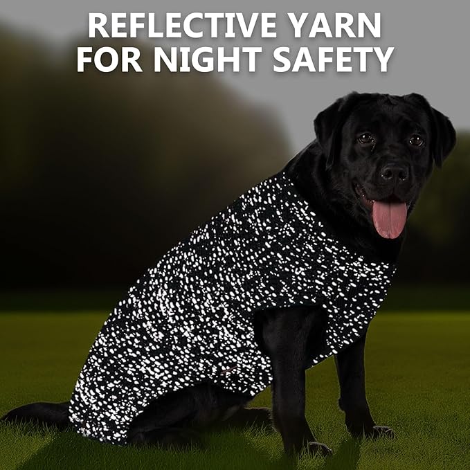 KYEESE Dog Sweater with Leash Hole Comfy Pullover Sweater Medium Size Male with Reflective Yarn Warm Pet Coats Stretchy Cozy Lightweight Thick Knitwear Dog Clothes,Grey, X-Large