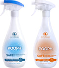POOPH Pet Odor Eliminator and Litter Box Deodorizer - 2x32oz Bottles - Instant, Safe, Fragrance-Free, Clear, Non-Staining, Unscented