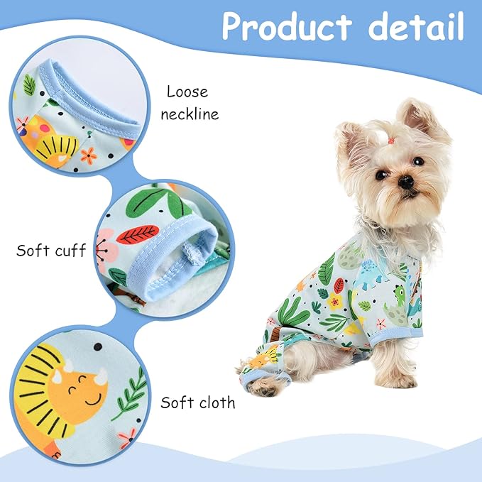 Dog Clothes for Small Dogs Boy Girl, Dog Pajamas Tiny Chihuahua Yorkie Spring Summer Shirt, Cute Puppy Outfit Pjs Jumpsuit Cat Onesie Apparel Pet Clothes