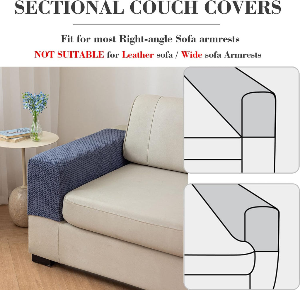 2Pcs Couch Arm Covers, Armrest Cover for Sofa, Sofa Arms Covers Washable Arms with Twist Pins Soft,Skin-Friendly for Pets (Texture Orange, Armrest Cover)