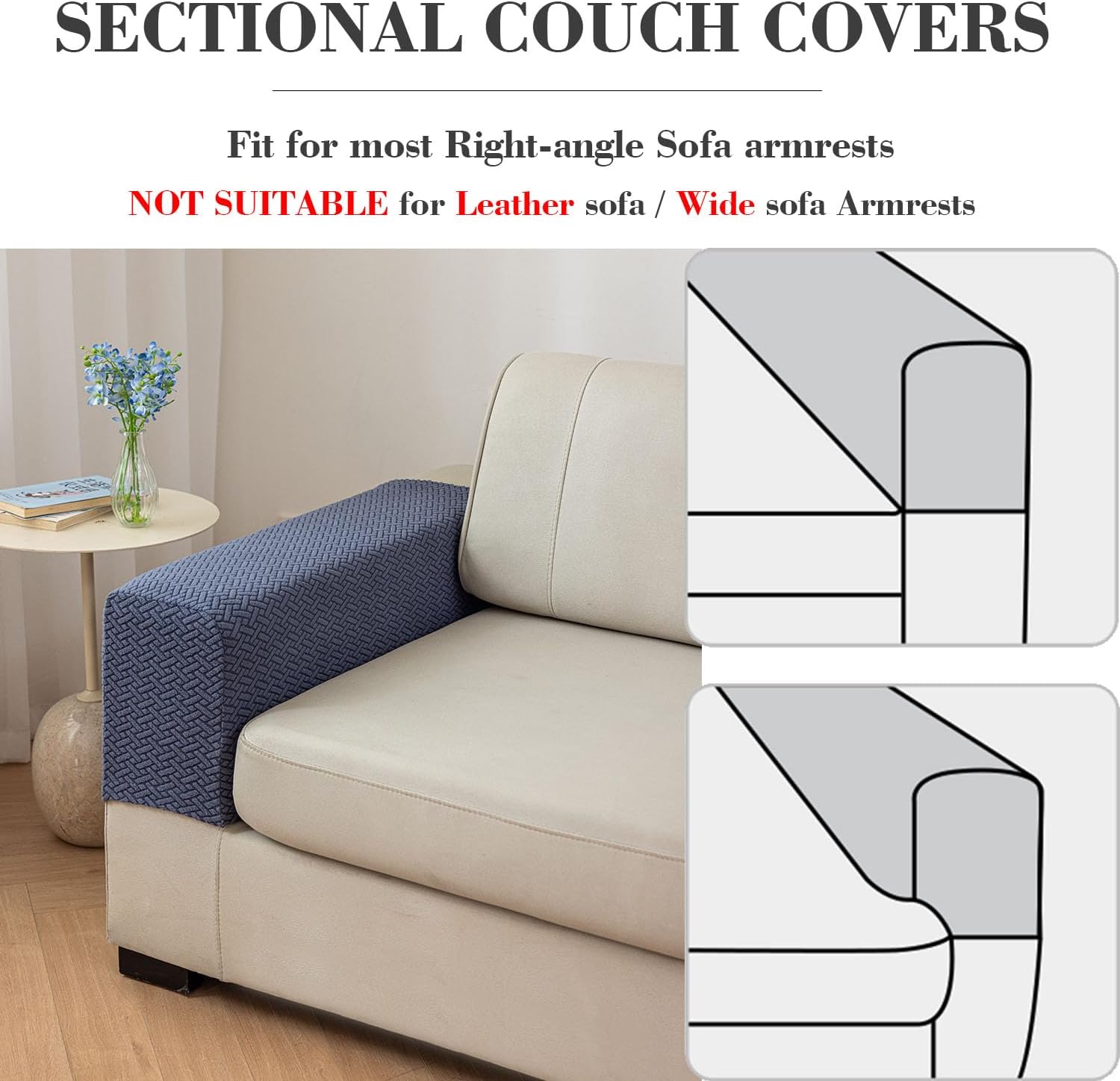 2Pcs Couch Arm Covers, Armrest Cover for Sofa, Sofa Arms Covers Washable Arms with Twist Pins Soft,Skin-Friendly for Pets (Texture Green, Armrest Cover)