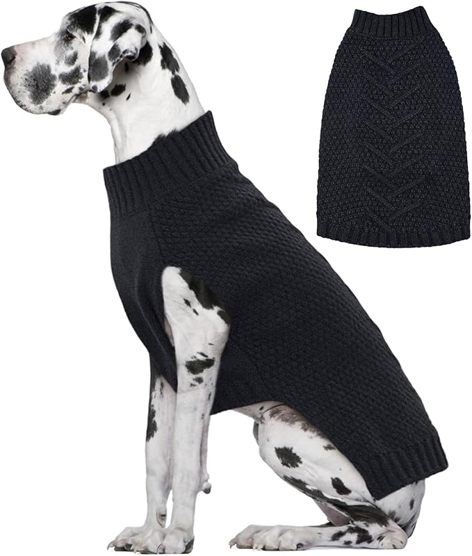 IECOii XXXL Dog Sweater: Warm Winter Coat for Extra Large Dogs, Grey, 4XL