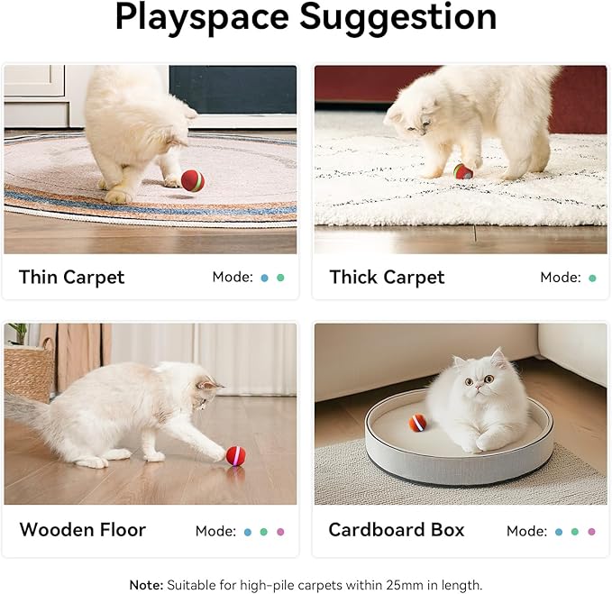 Cheerble Interactive Cat Ball Toy, Wicked Ball M3, Automatic Moving Smart Anti-Depression Pet Toy Fun Gift with Light