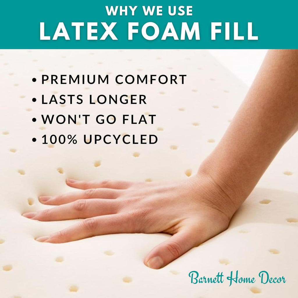 Barnett Home Decor Chair Cushions for Dining Chairs - 15x17 Kitchen Chair Cushions - Machine Washable, 100% Cotton, Made in USA - Latex Foam Chair Pads - Farmhouse Check Black and White Pack of 4