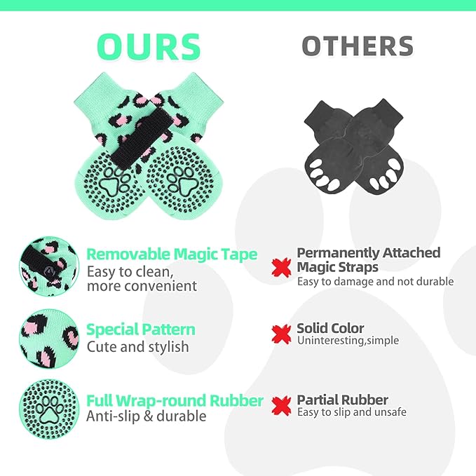 KOOLTAIL Dog Socks for Hot/Cold Pavement to Prevent Licking Paws,Dog Boots&Paw Protector for Hardwood Floors Anti Slip,Traction Control No Twist Grip Booties for Small Medium Large Senior Dogs L