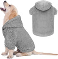Fuzzy Dog Sweaters for Small Dogs Soft Double-Sided Plush Fleece Pet Sweater Clothes Pet Coats Dog Hoodie Sherpa Hooded Sweatshirt(Grey-S)