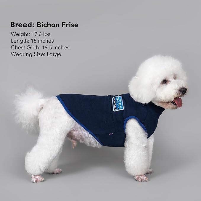 cyeollo Fleece Dog Sweater, Turtleneck Dog Sweatshirt Stretchy Pullover Fleece Vest Warm Winter Fall Clothes for Small Dogs Boy Pet Apparel, Navy Blue M