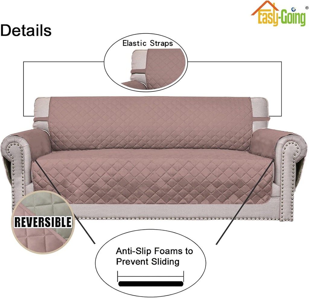 Easy-Going Oversized Chair Sofa Slipcover Reversible Sofa Cover Water Resistant Couch Cover Furniture Protector Cover with Elastic Straps for Pets Dog (Oversized Chair, Pink/Beige)