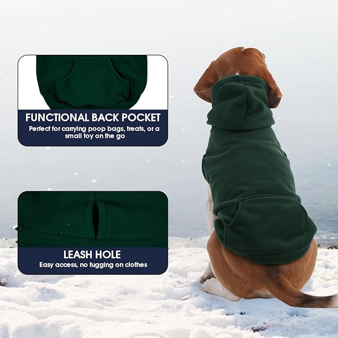 IECOii Dog Sweatshirt for Large Dogs, Hooded Fleece Vest with Leash Hole, XXXL Dogs Sweater for Giant Breed,Warm Polar Fleece Large Dog Hoodie for Fall Winter,Labrador,Doberman, Green, 3XL