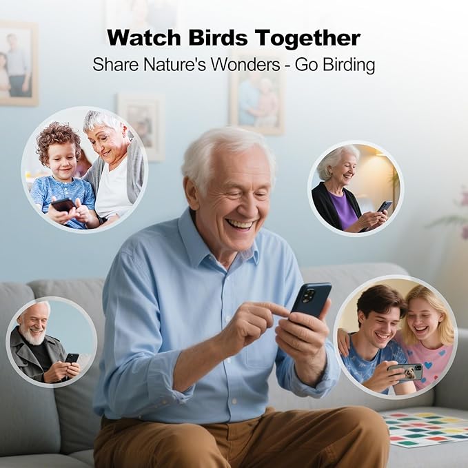 Bird Feeder with Camera,FHD Live View Video,Smart WiFi Bird Feeder Camera with Solar Panel,AI Birds Identification,IP65 Waterproof Birds House with Cam,Instant Arrival Alerts,Ideal Gift for Fathers