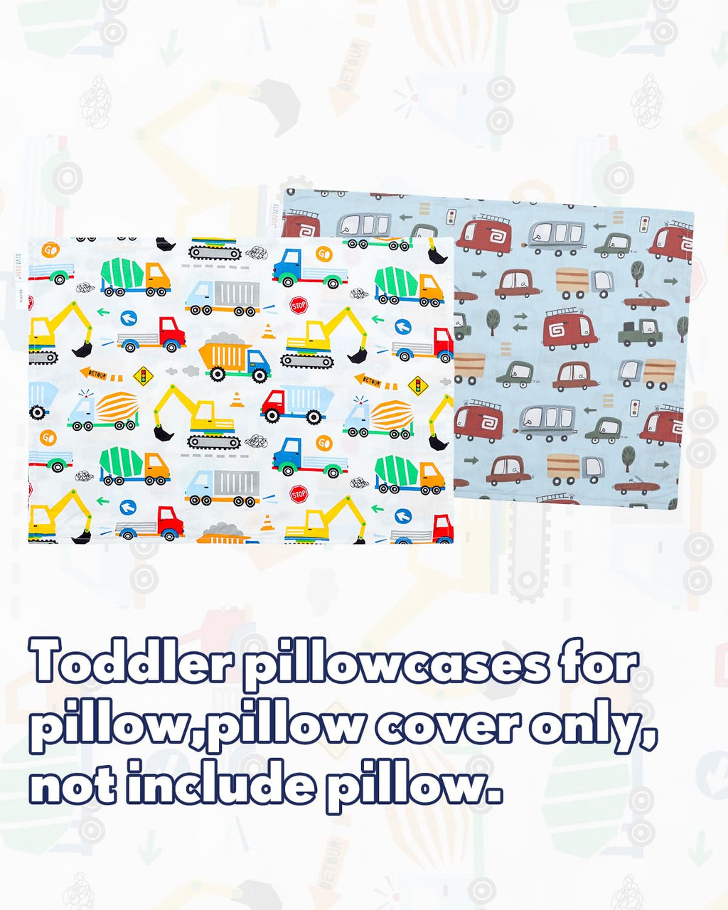 ALVABABY Toddler Pillowcases 2 Pack Organic Cotton Kids Pillow Cover Fit 13"x 18" or 12"x16" Envelope for Girl Boy Sleepy Travel(Pillowcase Only)