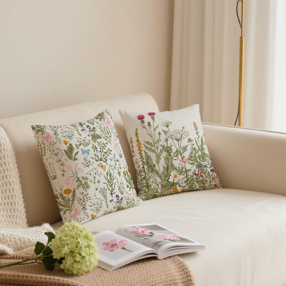 2 Pcs Vintage Flowers Pillow Cover, Rustic Cotton Linen Decorative Square Throw Pillow Cover, Gifts for Women Friend Sister Coworker Birthday Christmas Mothers Day Friendship