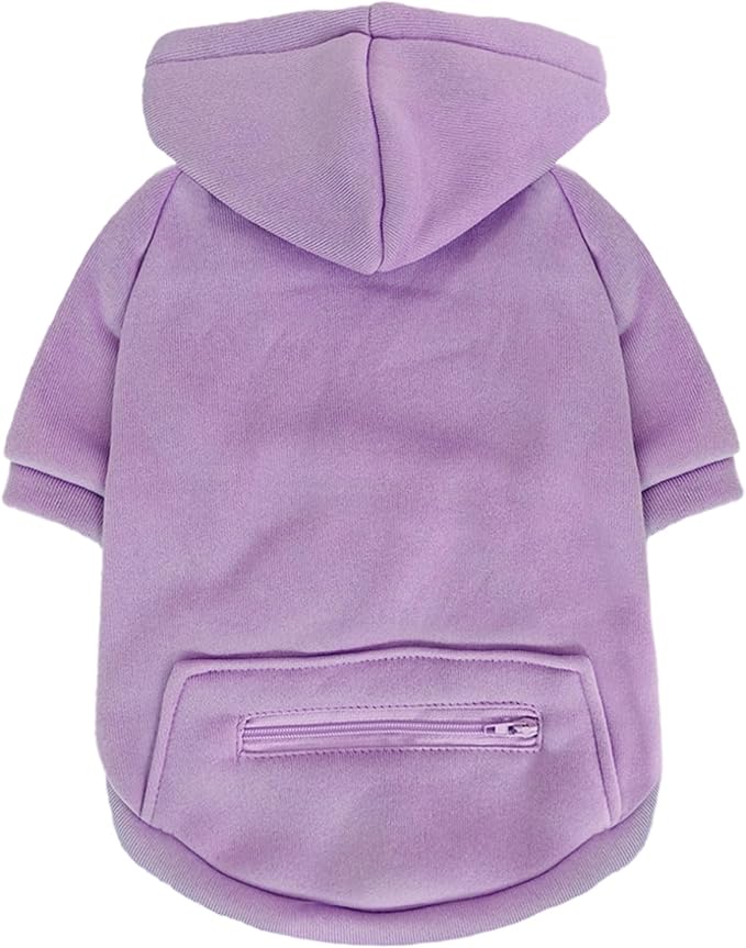 Jecikelon Pet Dog Cold Weather Coat with Pocket Winter Dog Hoodie Warm Puppy Clothes for Small Dogs Chihuahua Clothing (Purple, X-Small)