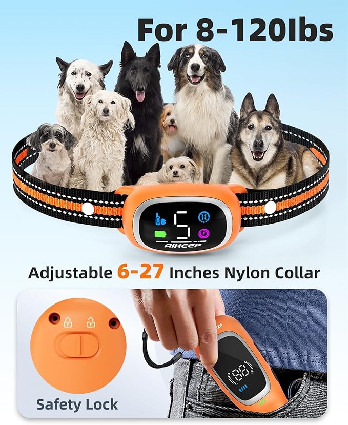 2-in-1 Dog Shock Collar and Bark Collar for Dogs – 3300FT Dog Training Collar with Remote, IP67 Waterproof e Collar with Anti-Bark/Beep/Vibration/Shock Modes for Small Medium Large Dog(8-120Lbs)