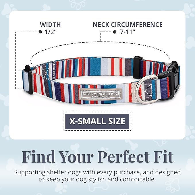 Lucky Love Dog - Adjustable Dog Collar with Easy Click Buckle for Small to Large Dogs, Durable, & Comfortable for Male & Female Dogs, Pet Collar for Puppies & Adult Ones - Linus, XS