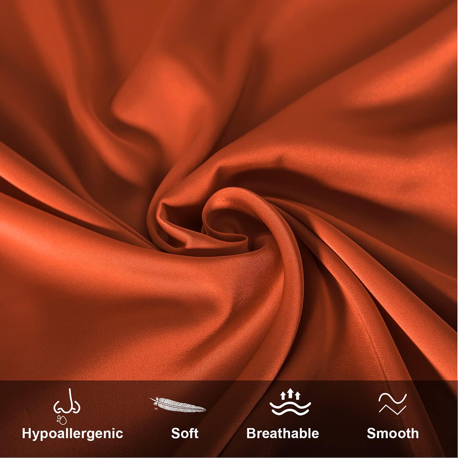 Mulberry Silk Pillowcase for Hair and Skin,King Size Cooling Silk Pillow Case with Hidden Zipper,Allergen Proof Dual Sides Soft Breathable Smooth Silk Pillow Cover for Women(King,Orange)