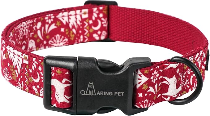 ARING PET Christmas Dog Collar, Cute Red Reindeer Cotton Lightweight Xmas Pet Collars for Puppy Small Medium Large Dogs-XS