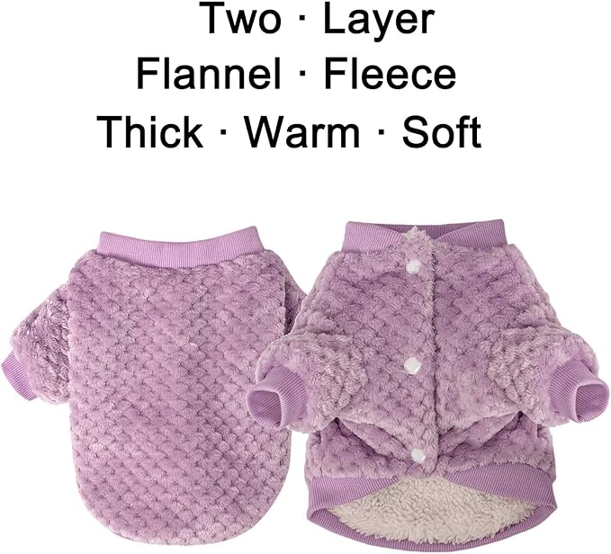 POMIU Dog Sweater, Dog Sweaters for Small Medium Dogs or Cat, Warm Soft Flannel Pet Clothes for Dogs Girl or Boy, Dog Shirt Coat Jacket (Coat Pink+Purple, Large)